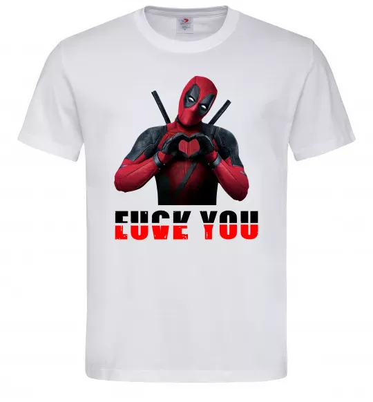 Мужская футболка Deadpool f*ck you love you Белый фото
