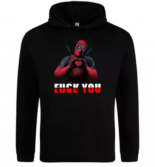 Мужская толстовка (худи) Deadpool f*ck you love you Черный фото