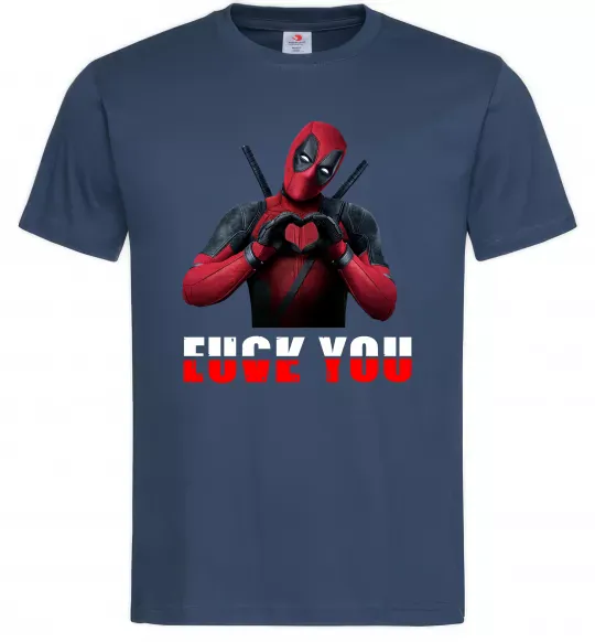Мужская футболка Deadpool f*ck you love you Темно-синий фото