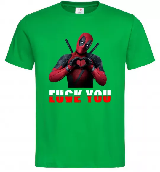 Мужская футболка Deadpool f*ck you love you Зеленый фото