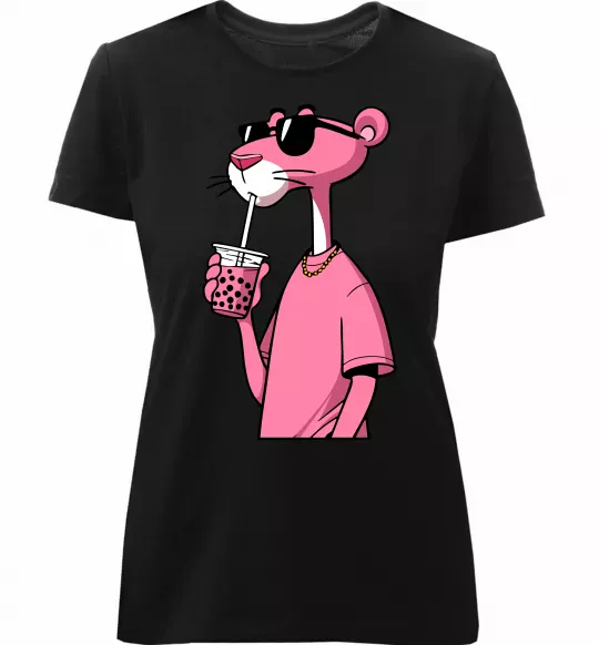 Женская премиум футболка Pink Pantera Черный фото