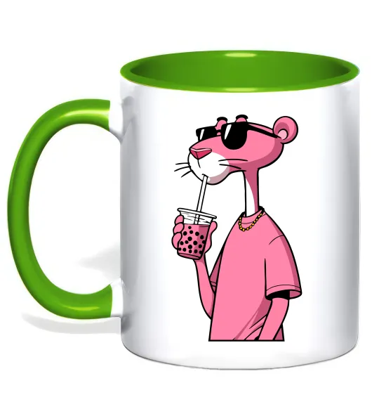 Чашка с цветной ручкой Pink Pantera Лаймовый фото