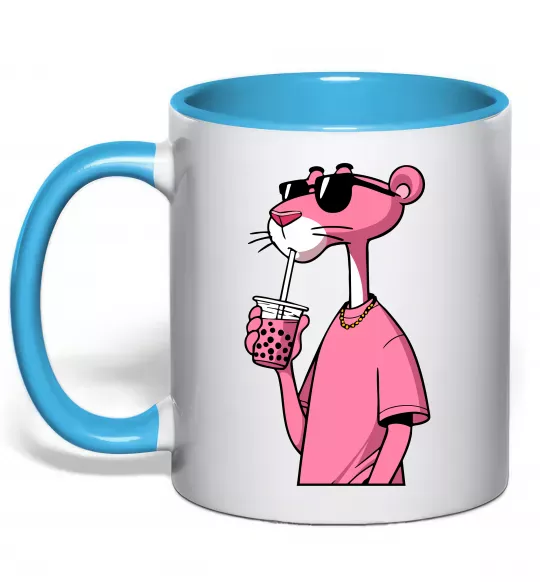 Чашка с цветной ручкой Pink Pantera Голубой фото