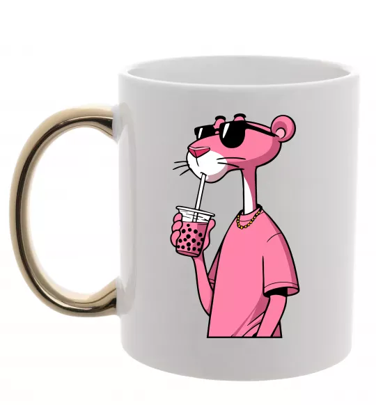 Чашка с цветной ручкой Pink Pantera Золото фото