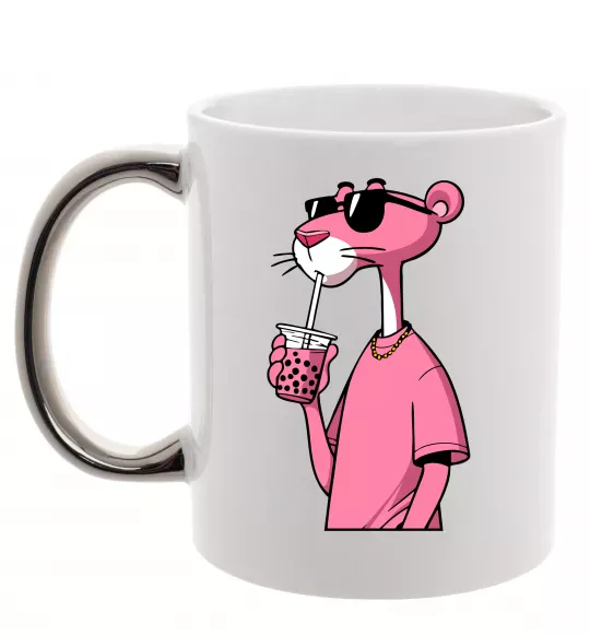 Чашка с цветной ручкой Pink Pantera Серебро фото