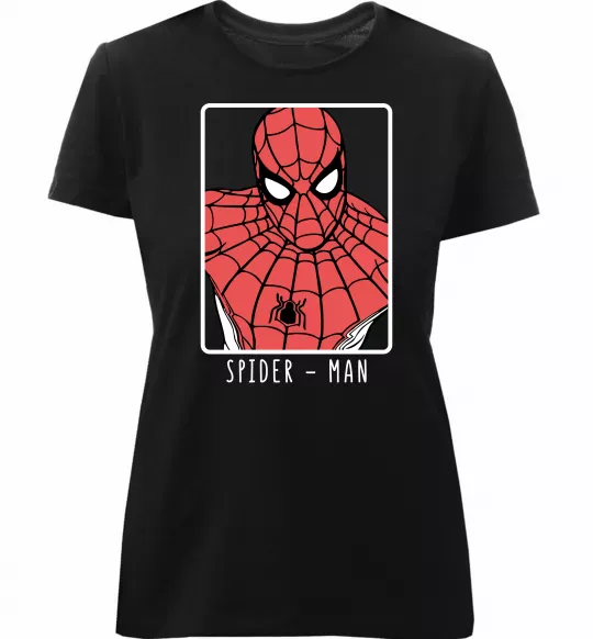 Женская премиум футболка Spider-man looking Черный фото