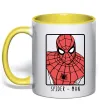 Чашка з кольоровою ручкою Spider-man looking Лимонний фото