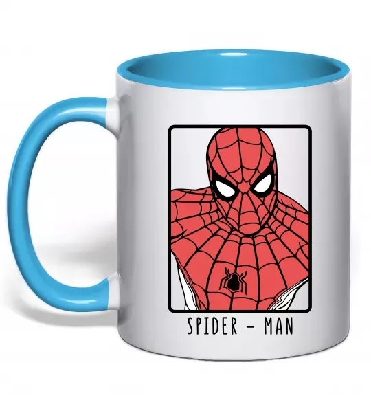 Чашка с цветной ручкой Spider-man looking Голубой фото