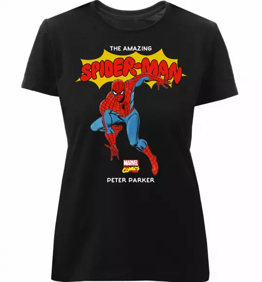 Женская премиум футболка Marvel comics Spider man Черный фото