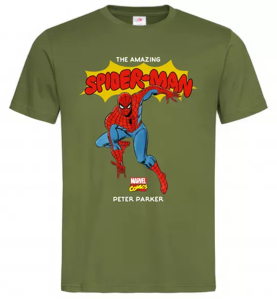 Мужская футболка Marvel comics Spider man Оливковый фото
