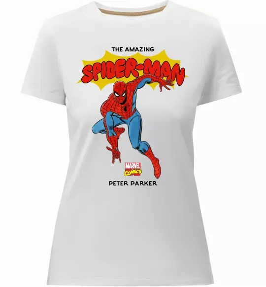 Женская премиум футболка Marvel comics Spider man Белый фото