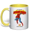 Чашка з кольоровою ручкою Marvel comics Spider man Сонячно жовтий фото