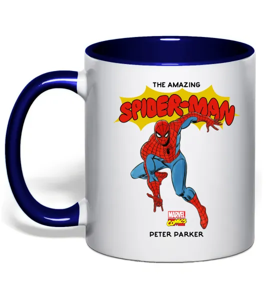 Чашка з кольоровою ручкою Marvel comics Spider man Глибокий темно-синій фото