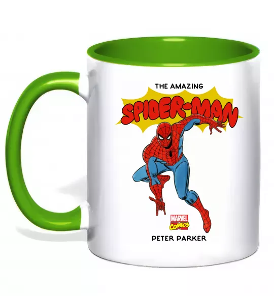 Чашка з кольоровою ручкою Marvel comics Spider man Зелений фото