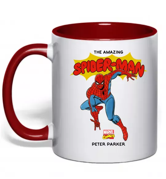Чашка з кольоровою ручкою Marvel comics Spider man Червоний фото