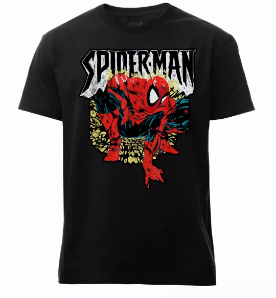 Мужская премиум футболка Spider man малюнок Черный фото