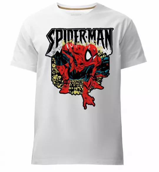 Мужская премиум футболка Spider man малюнок Белый фото