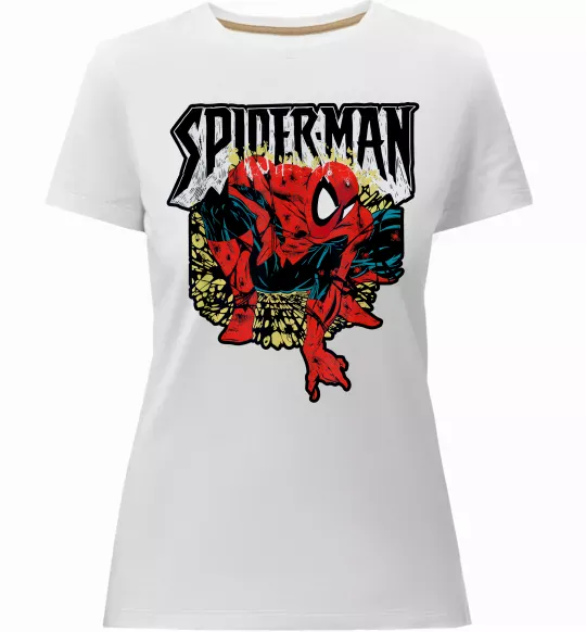 Женская премиум футболка Spider man малюнок Белый фото