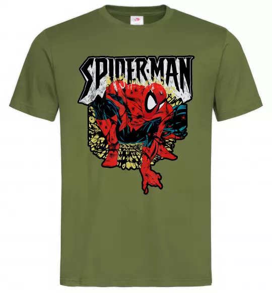 Чоловіча футболка Spider man малюнок Оливковий фото