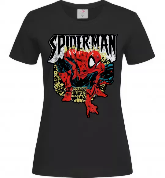 Женская футболка Spider man малюнок Черный фото