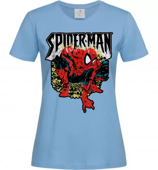 Женская футболка Spider man малюнок Голубой фото