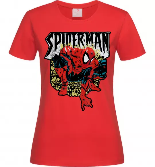 Женская футболка Spider man малюнок Красный фото