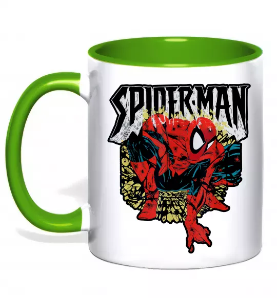 Чашка с цветной ручкой Spider man малюнок Зеленый фото