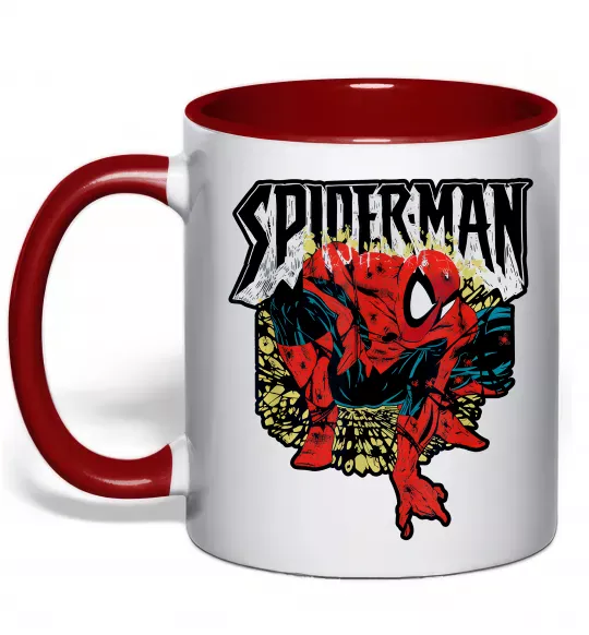 Чашка с цветной ручкой Spider man малюнок Красный фото