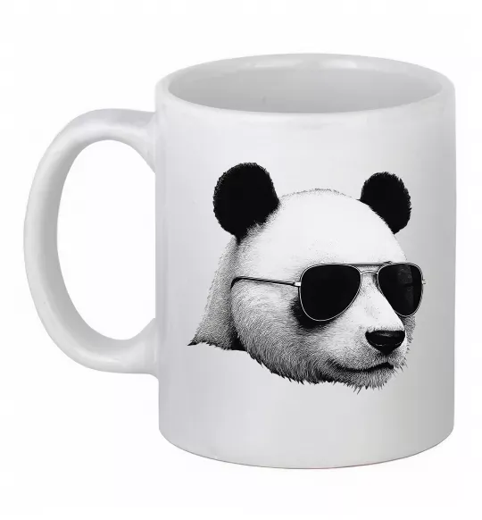 Чашка керамическая Панда в окулярах Белый фото