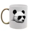 Чашка з кольоровою ручкою Панда в окулярах Золото фото