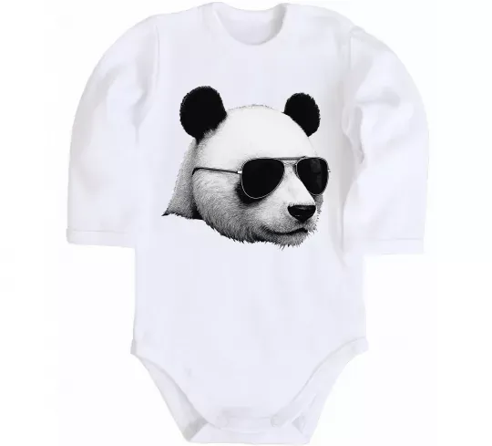 Дитячий бодік Панда в окулярах Білий фото