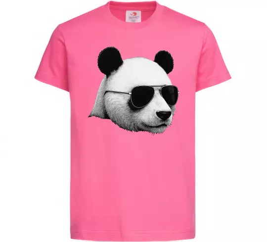 Детская футболка Панда в окулярах Ярко-розовый фото