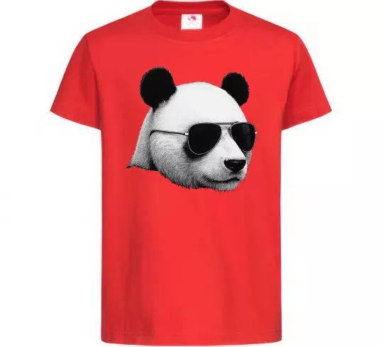 Детская футболка Панда в окулярах Красный фото