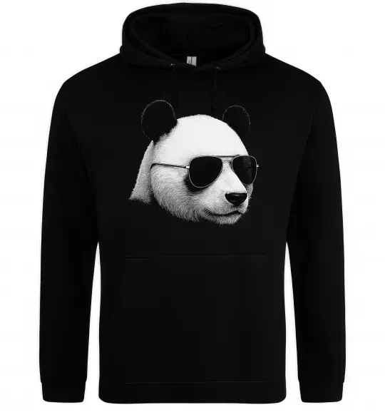 Женская толстовка (худи) Панда в окулярах Черный фото