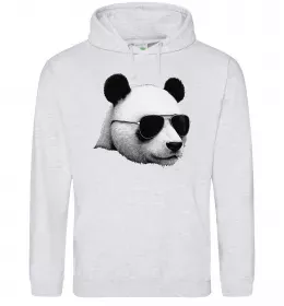 Женская толстовка (худи) Панда в окулярах Серый меланж фото