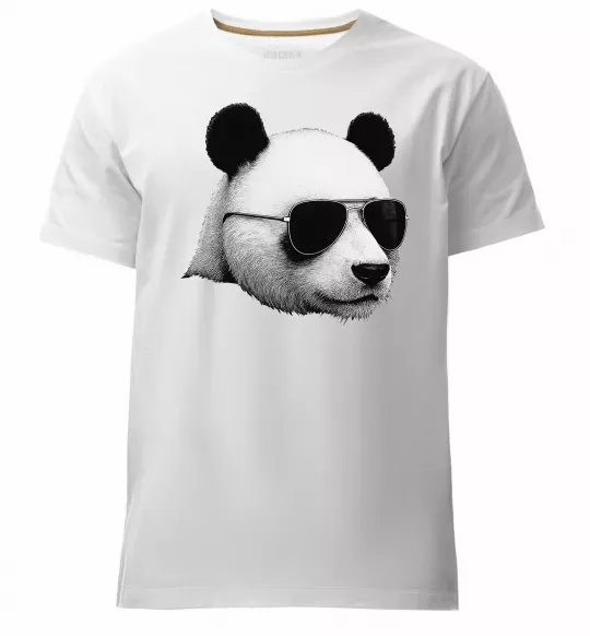 Мужская премиум футболка Панда в окулярах Белый фото