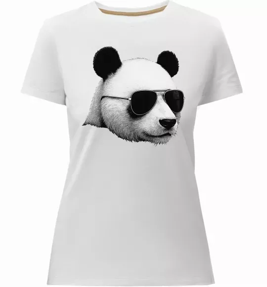 Женская премиум футболка Панда в окулярах Белый фото