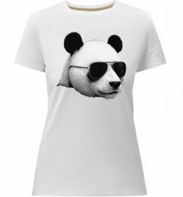 Женская премиум футболка Панда в окулярах
