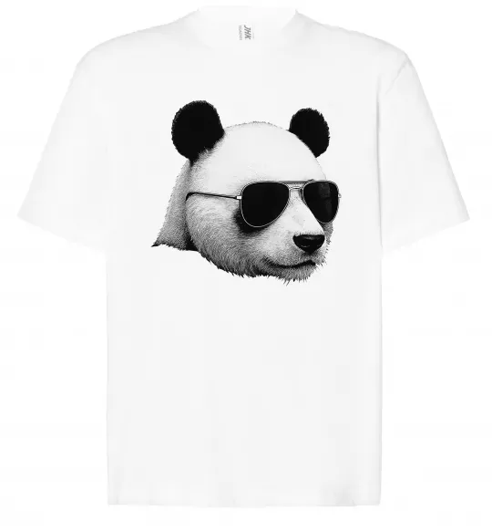 Футболка Оверсайз Панда в окулярах Білий фото