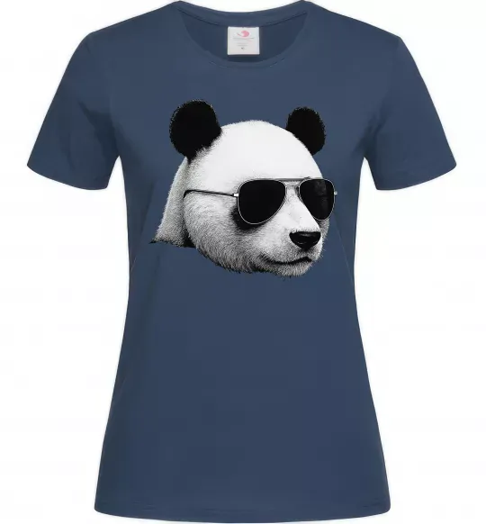 Женская футболка Панда в окулярах Темно-синий фото