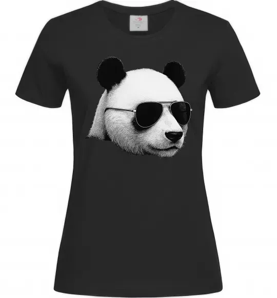 Женская футболка Панда в окулярах Черный фото