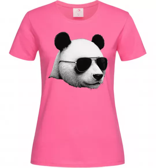 Женская футболка Панда в окулярах Ярко-розовый фото