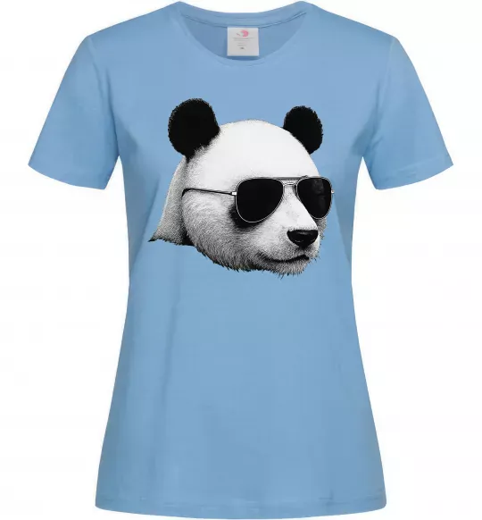 Женская футболка Панда в окулярах Голубой фото
