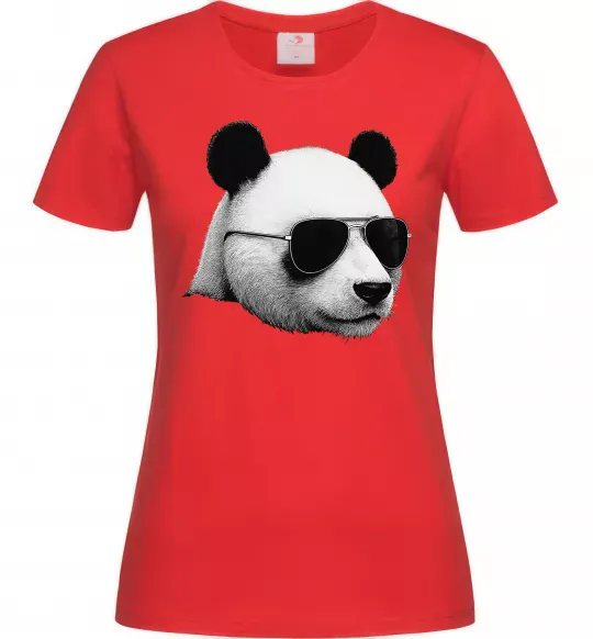 Женская футболка Панда в окулярах Красный фото
