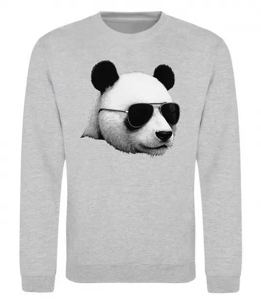 Світшот Панда в окулярах Сірий меланж фото