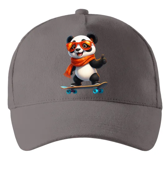 Кепка Панда на скейті Серый фото