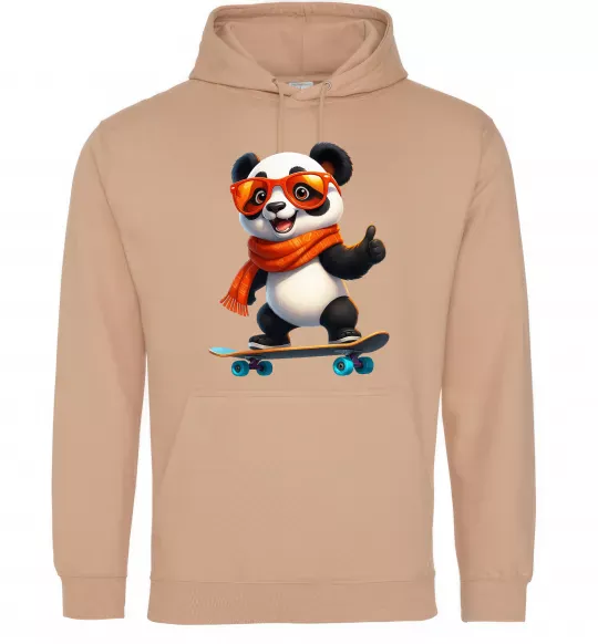 Мужская толстовка (худи) Панда на скейті Песочный фото