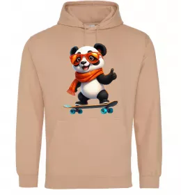 Женская толстовка (худи) Панда на скейті Песочный фото