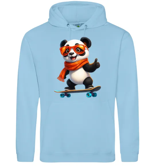 Женская толстовка (худи) Панда на скейті Голубой фото