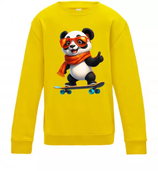 Дитячий світшот Панда на скейті Сонячно жовтий фото